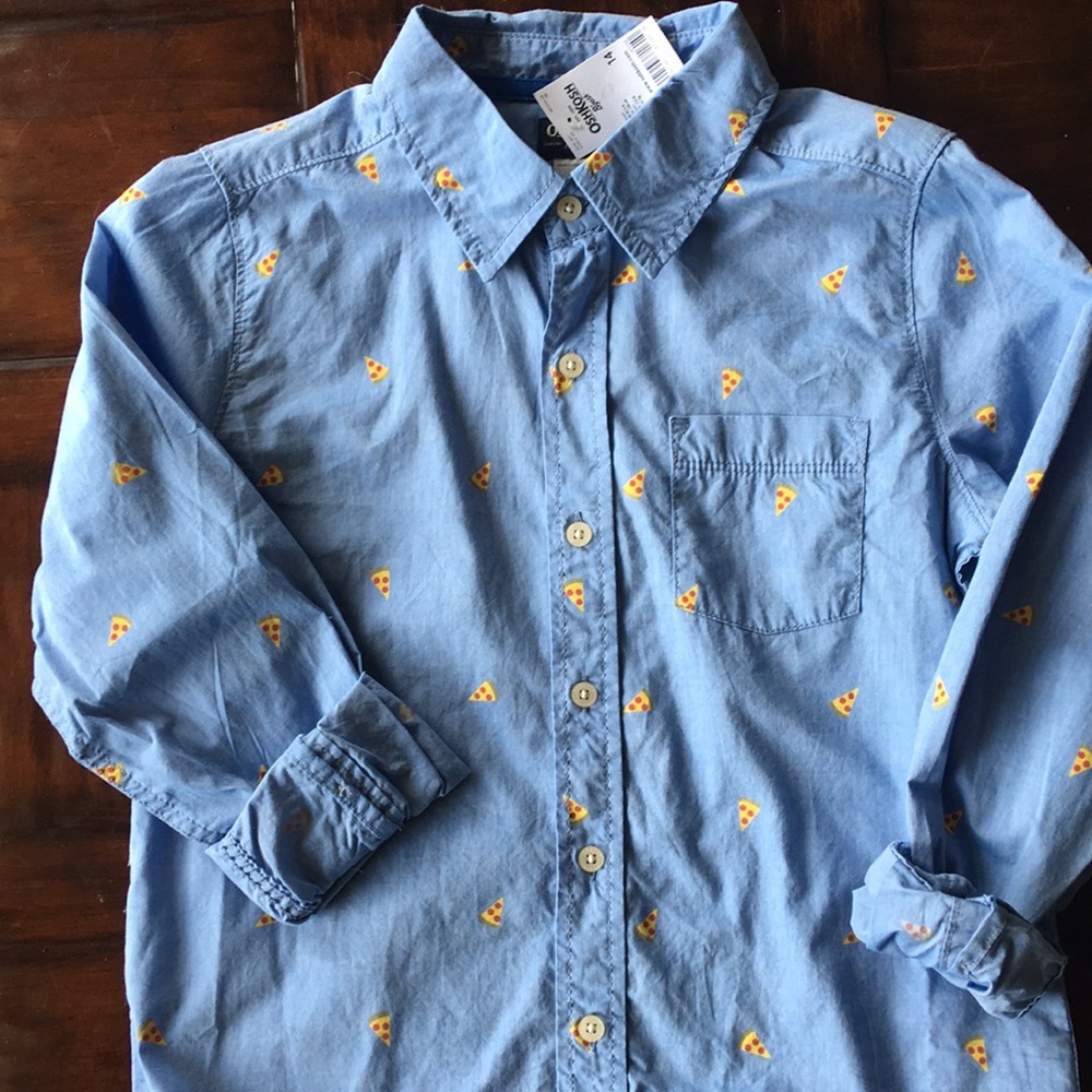 Boys size 14 long sleeve Shirt by OshKosh. PIZZA!